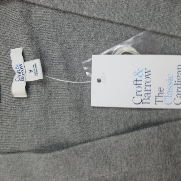 Croft & Barrow Cardigan Sweater Womens Medium Gray Ivory Classic‎ Fit Open Front - Picture 5 of 10